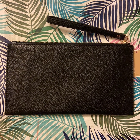 Michael Kors Jet Set Large Clutch Wristlet Leather Black Zipper Wallet Bag NWT - Picture 2 of 10